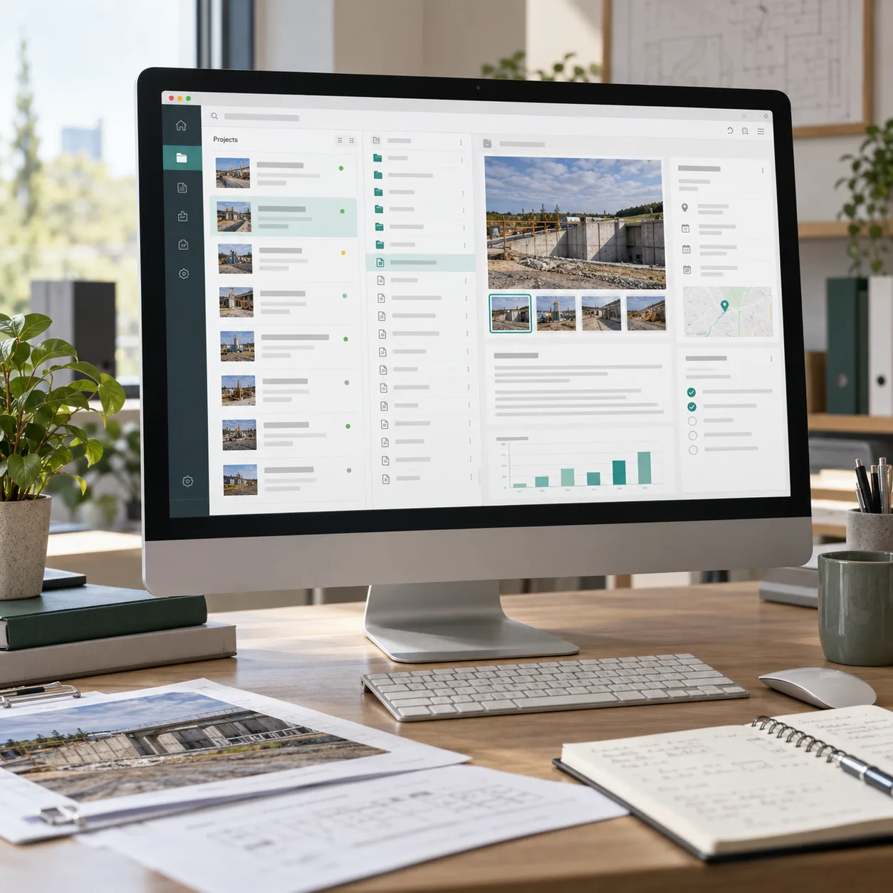 Illustrative desktop application displayed on a workstation monitor
