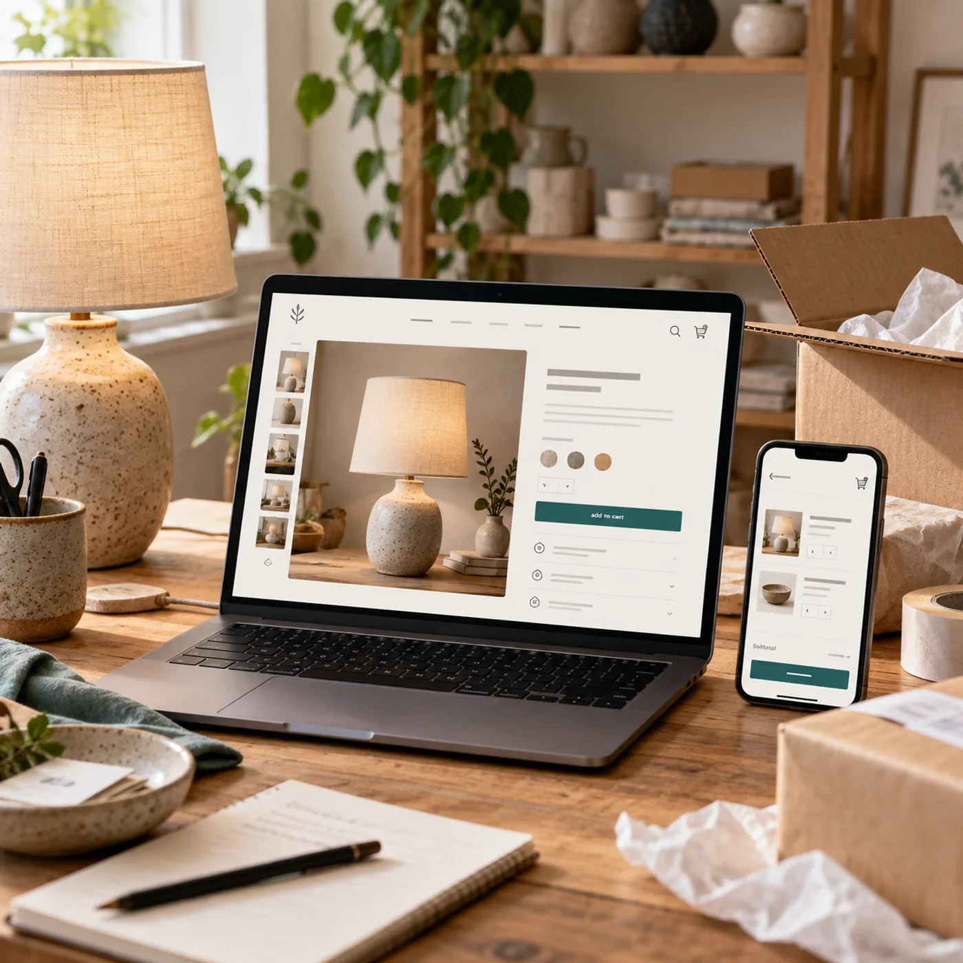 Illustrative online store shown on laptop and phone